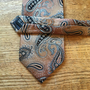 Stacy Adams silk brocade copper black paisley tie